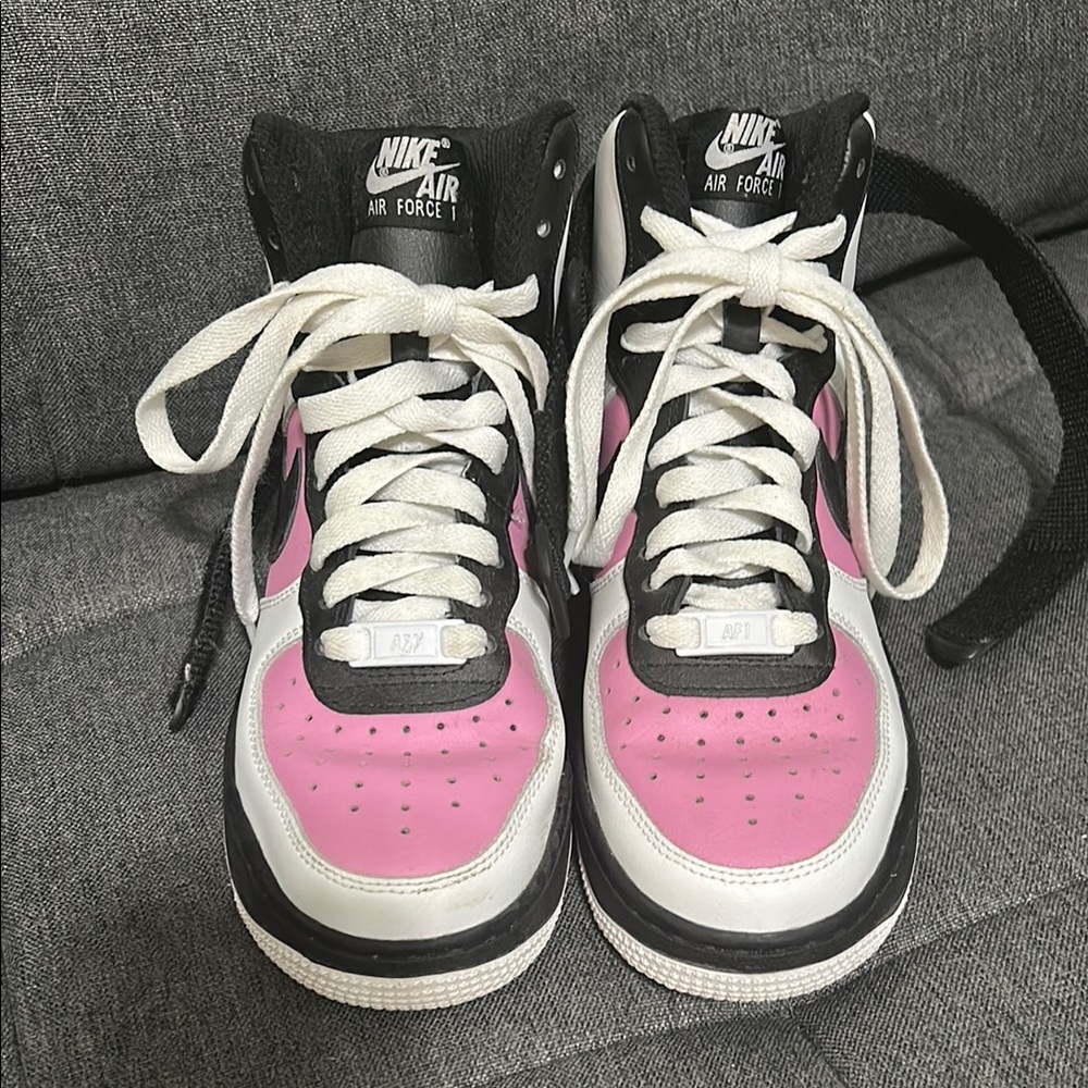 Nike Air Force 1 High Tops - Pink, Black, and White